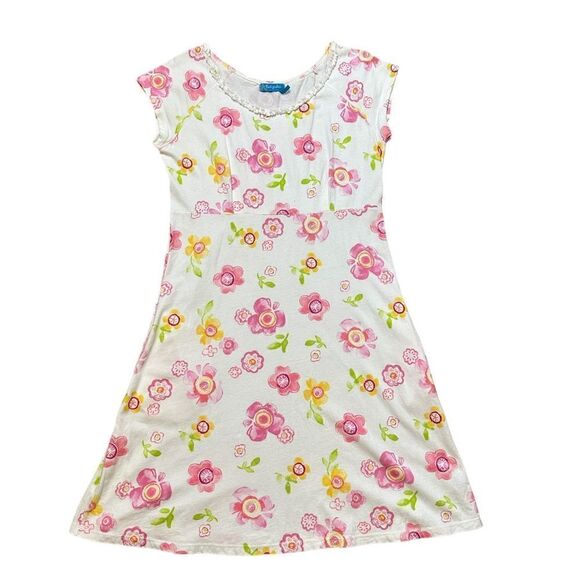 Fresh Produce White Floral Beach Mini Dress With Pockets 100% Cotton Size M - Picture 1 of 10